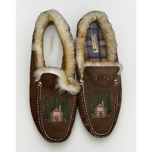 Kiel James Patrick Shearling Moccasin Slippers Cozy Cabin Size 9